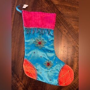 Colorful Holiday Stocking with Embellishments